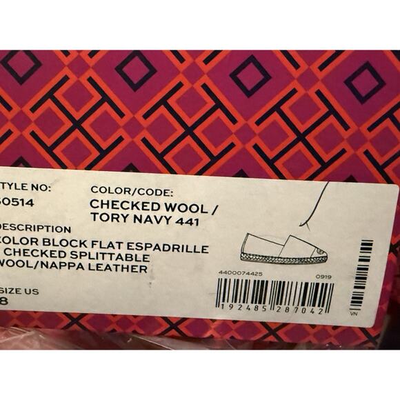 Tory Burch shoes checked wool color block espadrilles 8 NIB - Picture 10 of 10